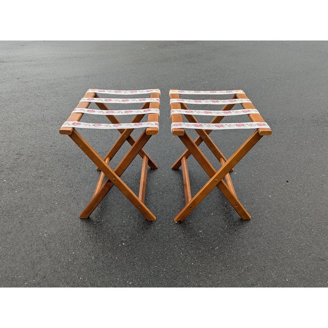 1960s Vintage Scheibe Style Folding Wooden Luggage Rack Set of 2 For Sale - Image 4 of 9