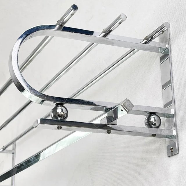 Bauhaus or Art Deco Chromed Wall Rack For Sale - Image 6 of 6