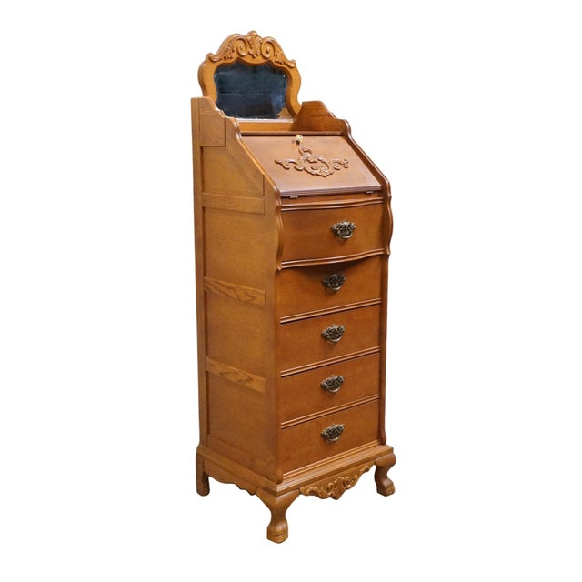 Victorian Lexington Furniture Victorian Sampler Quarter Sawn Oak 24" Lingerie Chest W. Vanity Mirror 391-3102 For Sale - Image 3 of 15