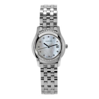 Ladies Gucci 24mm 5500l Diamonds Stainless Steel Mother of Pearl Watch For Sale
