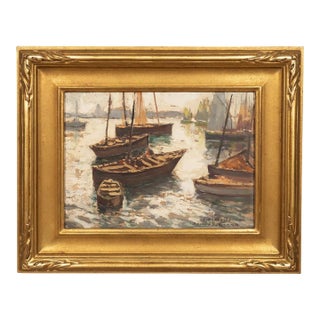 Oil on Board ”Concarneau” by Eduard Richard For Sale