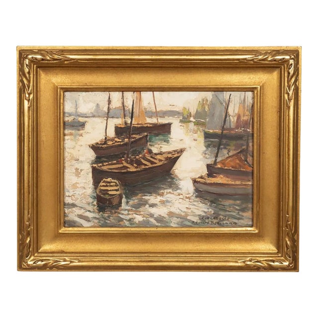 Oil on Board ”Concarneau” by Eduard Richard For Sale