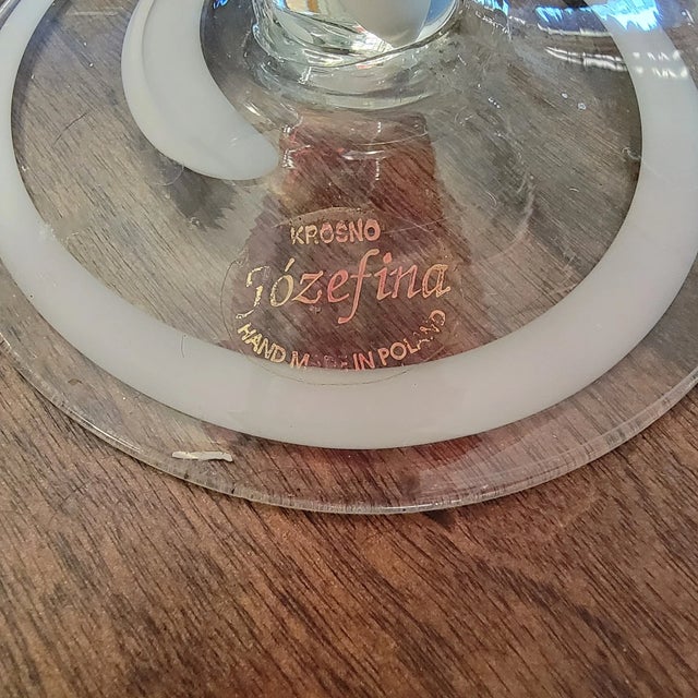 Vintage Jozefina Krosno Glass Art Oil Lamp Made in Poland For Sale - Image 4 of 4