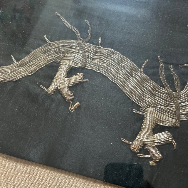 Early 20th Century Antique Framed Asian Dragon Embroidery - A Pair For Sale - Image 5 of 12