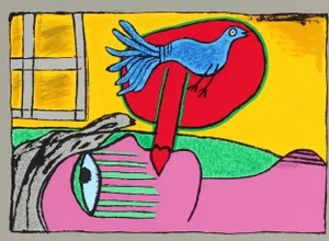Corneille, Composition with Woman and Bird, Late 20th or Early 21st Century, Lithograph