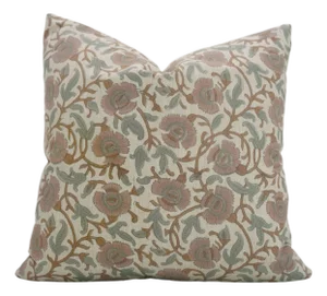 Fabdivine Handmade Block Print Linen Blend Lumber Pillow Cover 12x20 – Vasundra Floral Design
