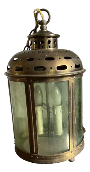 Large Brass and Glass Hall Lantern
