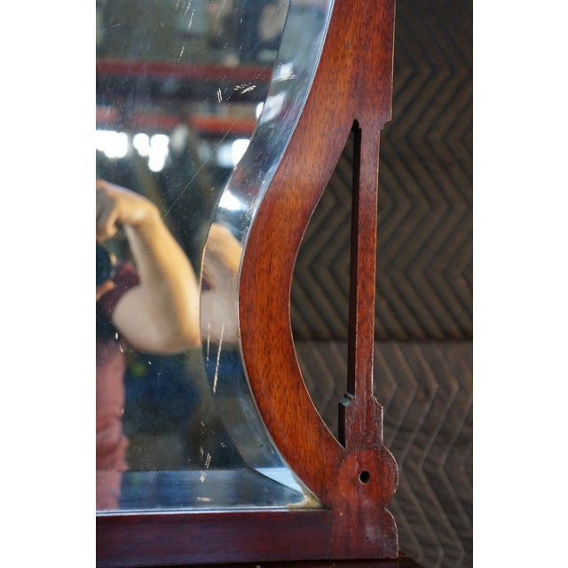 Late 19th Century Antique Edwardian Mahogany Marble Top Drop Center Dressing Table Vanity 46" For Sale - Image 5 of 17