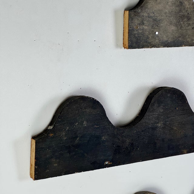 Wood Set of 4 Vintage Architectural Salvaged Wood Wall Elements With Waves Design For Sale - Image 7 of 10