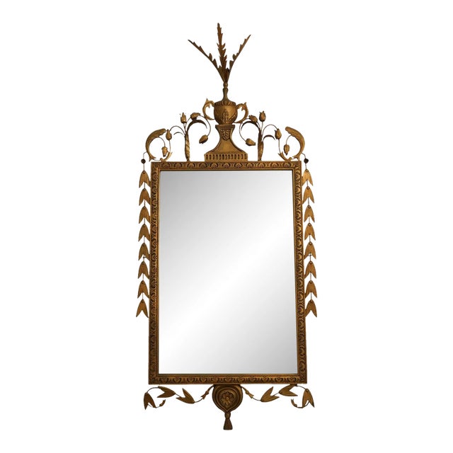 Adam Design Toleware & Wood Frame Mirror For Sale