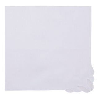 Granada White Linen Napkin by Los Encajeros For Sale
