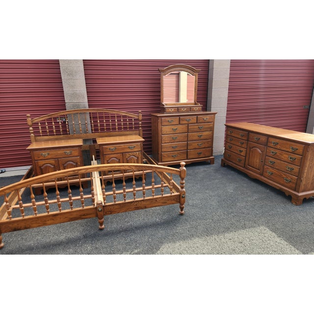 1990s Durham Furniture Solid Wood Complete King Bedroom Set For Sale - Image 11 of 13