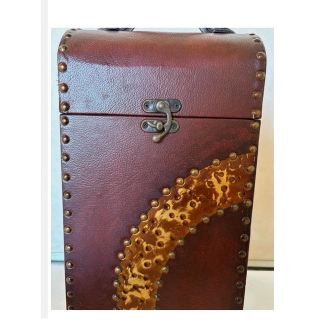 Wine Bottle Case, for two. FAUX Leather. Authentic Wood. The woods are Studded all around these ultra cool and...