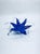 Striking mid-century studio art glass bowl featuring a vibrant cobalt blue center encased and extended by dynamic, free-...