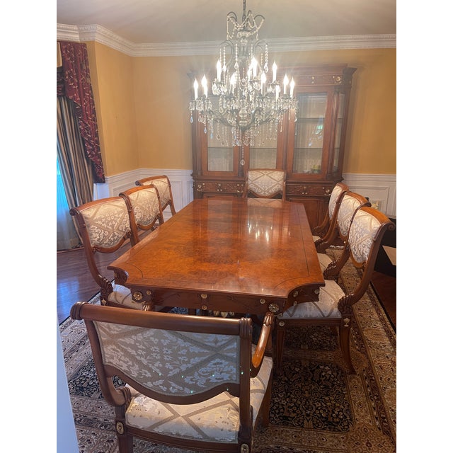 Beautiful Dining Room Table With 6 Chairs, 2 Arm Chairs and Breakfront For Sale - Image 15 of 15