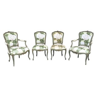 Floral French Louis XV Chairs - Set of 4 For Sale