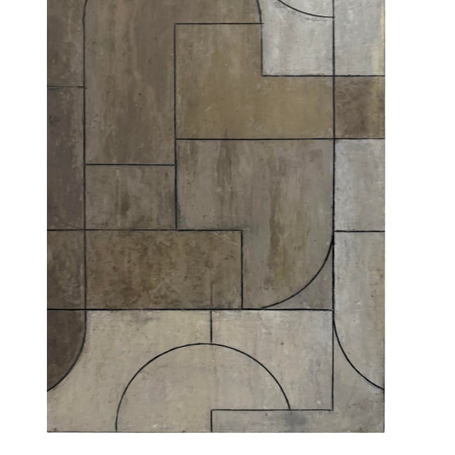 Contemporary Contemporary Geometric Abstract Oil Painting Neutral Colors by Stephen Cimini For Sale - Image 3 of 7