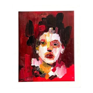 Vintage Original Abstract Figurative Oil on Canvas For Sale