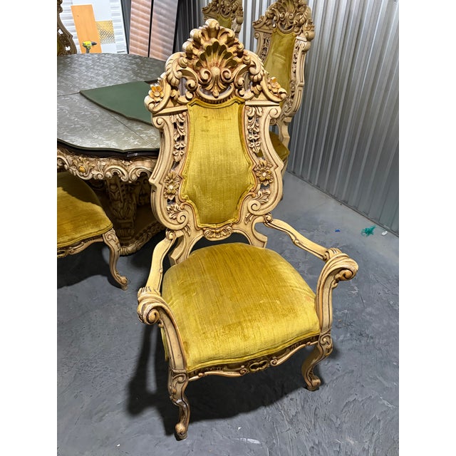Late-20th-Century Italian Baroque/Rococo Revival Dining Room Table With 6 Chairs For Sale - Image 9 of 12