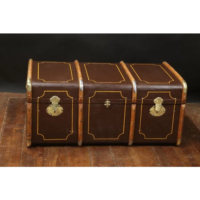 Wood Vintage Brown Curved Trunk For Sale - Image 7 of 7