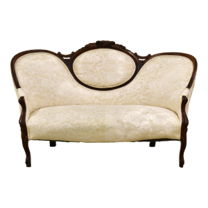 Antique Victorian Damask Settee