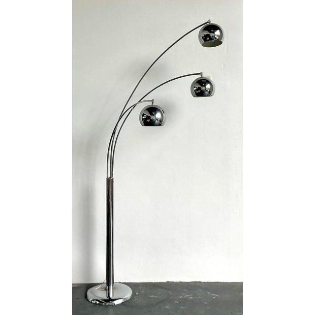 Late 20th Century Vintage Modernist Chrome Three Eyeball Floor Lamp For Sale - Image 5 of 6