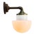 Mid-Century Modern Vintage Industrial White Opaline Glass, Brass, and Cast Iron Sconce For Sale - Image 3 of 9