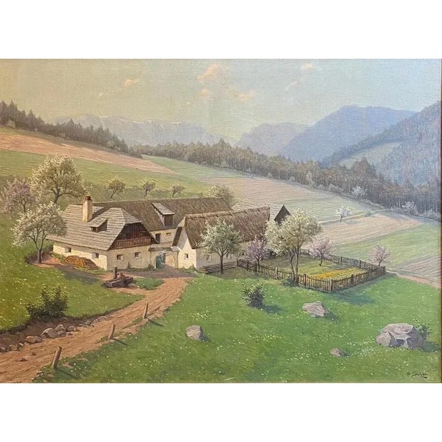 Hans Stalzer, Rural Landscape, Oil on Canvas, Framed For Sale - Image 17 of 17