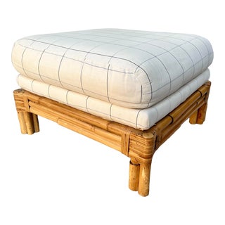 Late 20th Century Ralph Lauren Coastal Style Rattan Ottoman / Footstool. For Sale