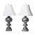 Pair of 1950s Regency Table Lamps in Pewter With White Lampshades For Sale