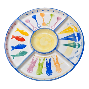 Vintage "Beach Themed" Antica Fornace Ceramiche Da Tavola Divided Ceramic Serving Platter