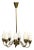 1950s Mid-Century Modern Fog & Mørup, Tulip Chandelier, Opal Glass, Brass For Sale