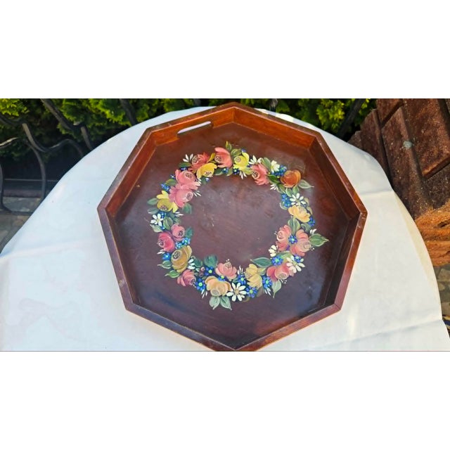 Painted Wooden Tray, 1950s-1970s For Sale - Image 3 of 9