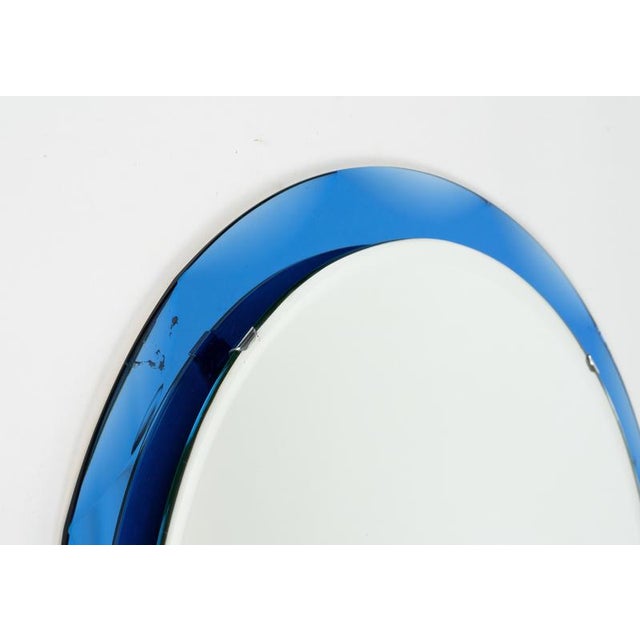 Metal Mid-Century Modern Round Wall Mirror with Blue Frame, 1970s For Sale - Image 7 of 14
