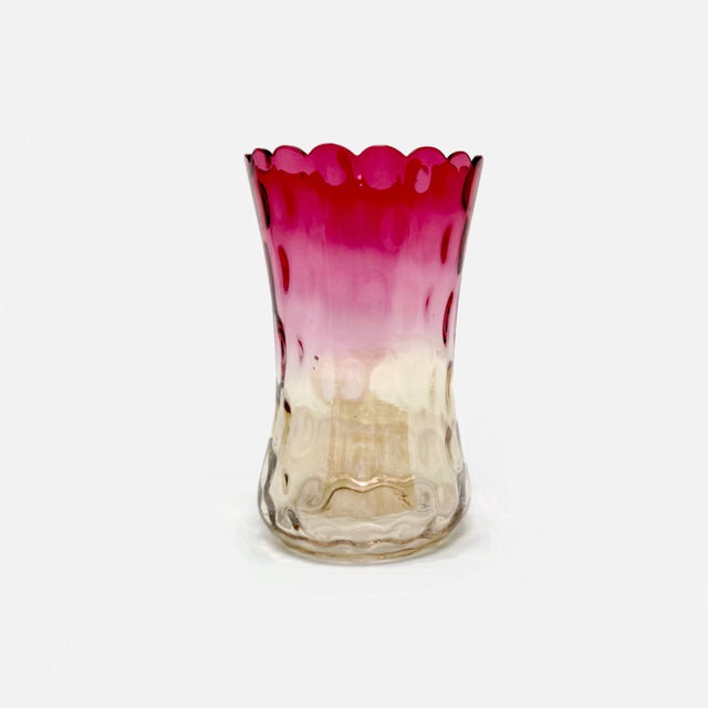 Antique Amberina Glass Celery Vase – Victorian Inverted Thumbprint For Sale - Image 4 of 9