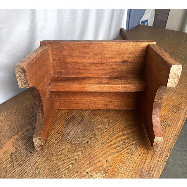 Vintage Handcrafted Solid Cherry Tall Handle Library / Kitchen Step Stool - American Studio Inspired For Sale In Boston - Image 6 of 6