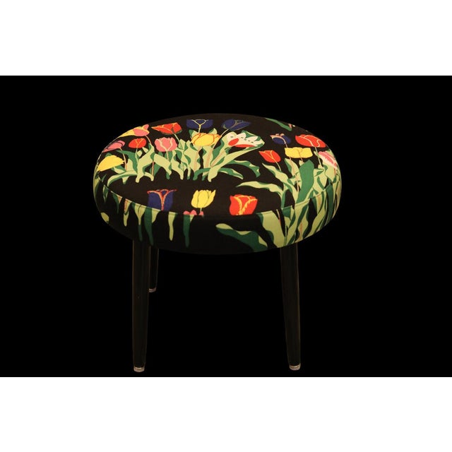Round Stool in Linen Fabric from Svenskt Tenn, 1960s For Sale - Image 10 of 15