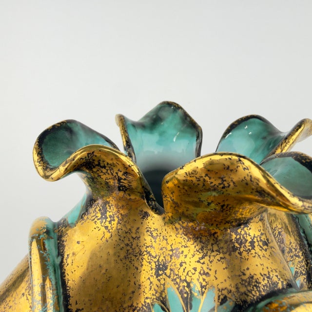 Gold Midcentury Jw Co Hand Painted Gilt Vase For Sale - Image 8 of 12