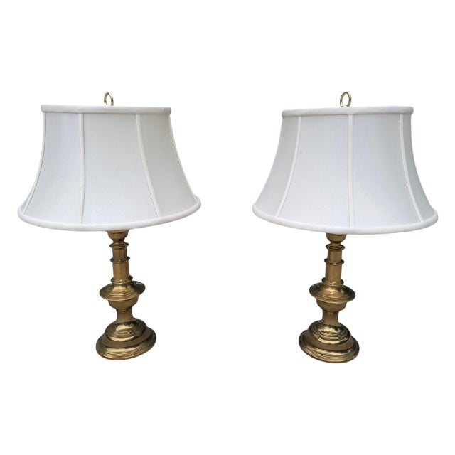 Vintage Solid Brass Stiffel Table Lamps- A Pair For Sale - Image 9 of 16