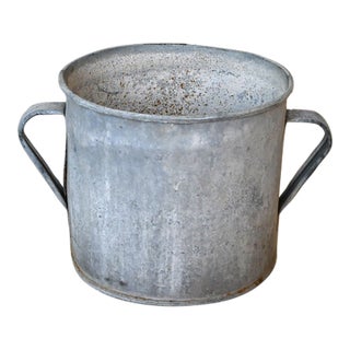 Antique French Galvanized Bucket For Sale