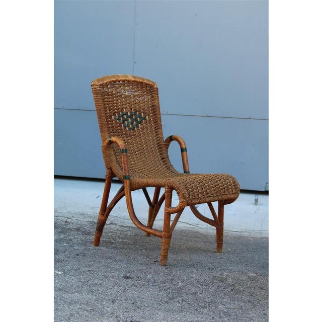 Mid-Century Bamboo Armchairs and Table, 1950s, Set of 3, in Very Good conditions. Designed 1950 to 1959