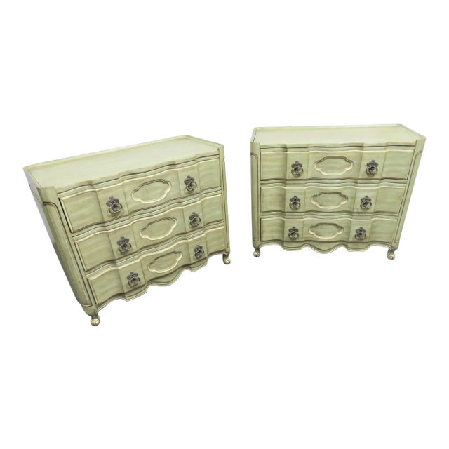 Louis XV Green & Cream Commodes - a Pair For Sale