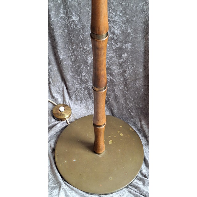 Wood Mid-Century German Floor Lamp with Brass and Beechwood Base, 1960s For Sale - Image 7 of 10
