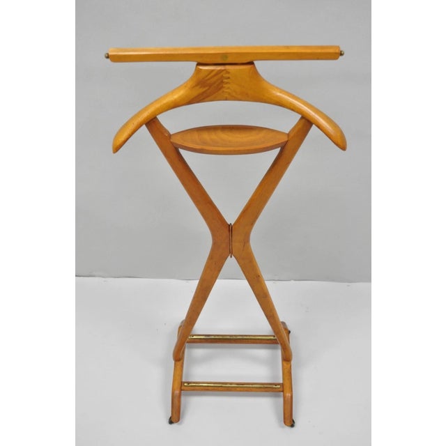 Hollywood Regency Vintage Fratelli Reguitti Italian X-Form Beech Wood Gentleman's Clothing Valet For Sale - Image 3 of 17