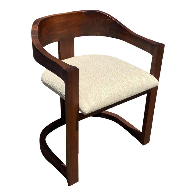 Solid Mahogany Dining Chair in Manner of Onassis Chair by Karl Springer Mid-Century Modern For Sale