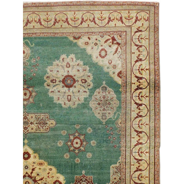 Galerie Shabab Collection Early 20th Century Green, Red, and Beige Distressed Rug For Sale - Image 4 of 10