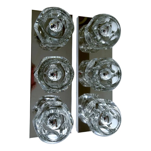 Large Glass Sconces from Peill & Putzler, 1970s, Set of 2 For Sale