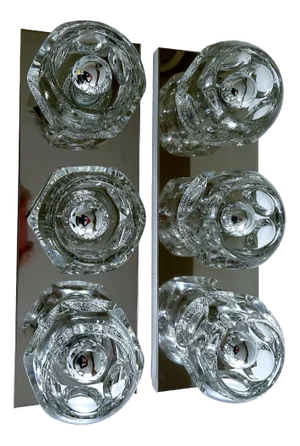 Large Glass Sconces from Peill & Putzler, 1970s, Set of 2