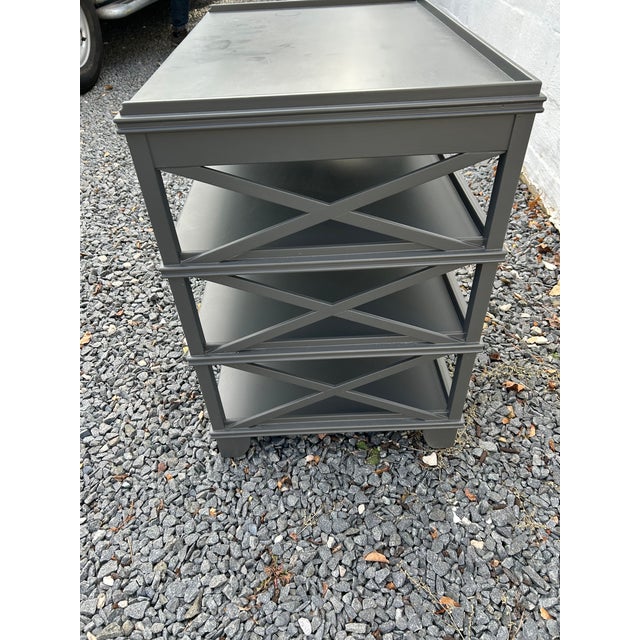 Modern Painted Mahogany Night Stands End Tables With X Motif and Shelves For Sale - Image 3 of 15