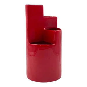Franco Bettonica, Red Ceramic Vase Mod. Fb1, Gabbianelli Italy Ca. 1970